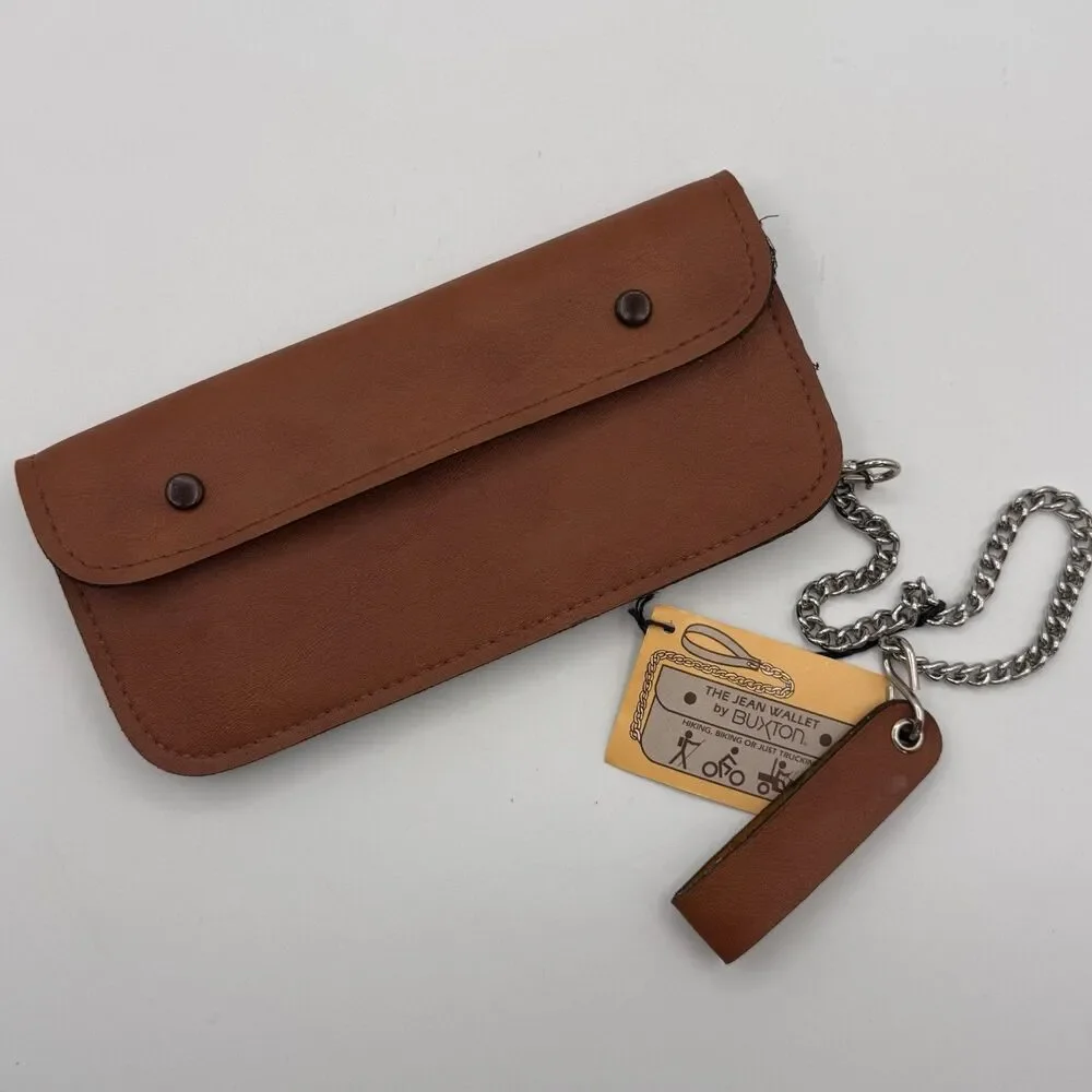 Vintage Buxton Brown Leather Trucker Biker Chain Wallet 8.5 in x 4 in